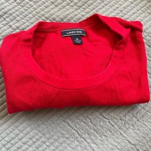 Red lands end short sleeve sweater